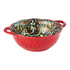 Боул з ручками Мальований, кераміка, 1100 мл, червоний