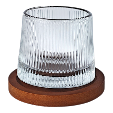 Склянка на бамбуковій підставці Страйп-мідл, скло, 170 мл