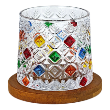 Склянка рокс на бамбуковій підставці Льодяні квіти, скло, 275 мл