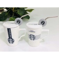 Чашка з кришкою та трубочкою Зоряний бакс Уайт-хол, кераміка, 350 мл