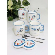 Чашка з кришкою та трубочкою Кіт Дораемон, кераміка, 420 мл