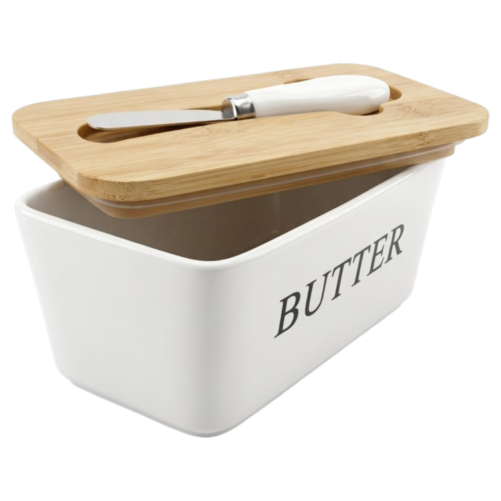 Маслянка з ножем Butter, кераміка, 17,5х10,5х8 см