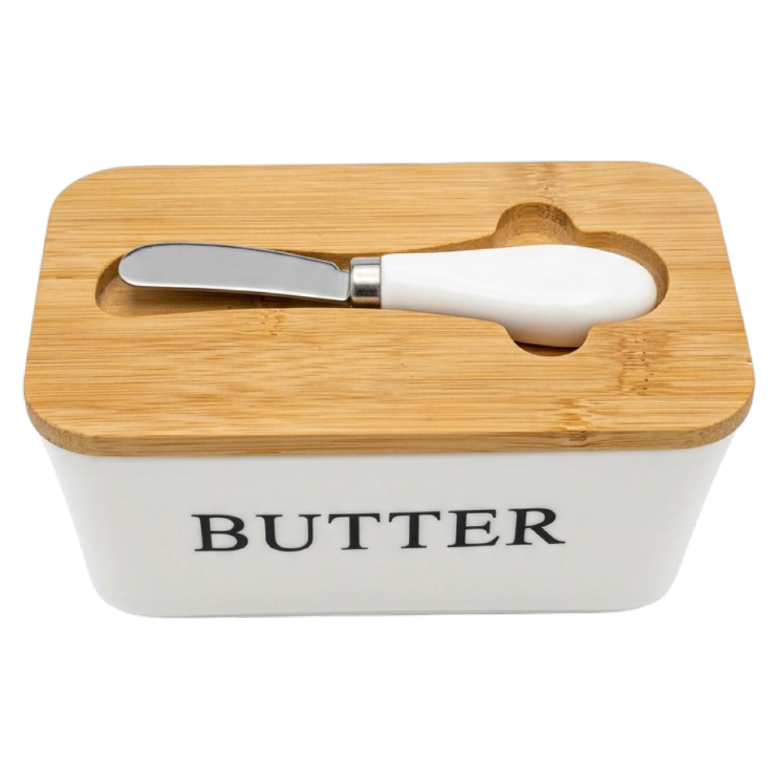 Маслянка з ножем Butter, кераміка, 17,5х10,5х8 см