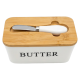 Маслянка з ножем Butter, кераміка, 17,5х10,5х8 см