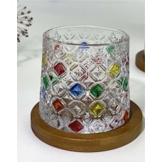 Склянка рокс на бамбуковій підставці Льодяні квіти, скло, 275 мл