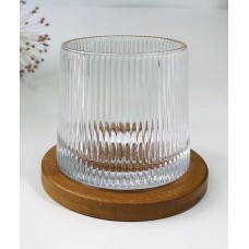 Склянка рокс на бамбуковій підставці Страйп-біг, скло, 275 мл