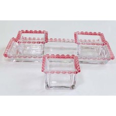 Набір для закусок Рожеве серце, скло, 4 предмети