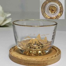 Склянка на бамбуковій підставці Золота гора, скло, 100 мл