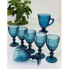 Набір для напоїв Вінтаж, скло, 7 предметів, синій