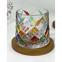 Склянка рокс на бамбуковій підставці Льодовий діамант, скло, 275 мл