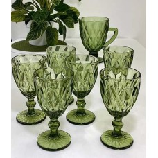 Набір для напоїв Смарагд, скло, 7 предметів, зелений