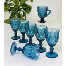 Набір для напоїв Смарагд, скло, 7 предметів, синій