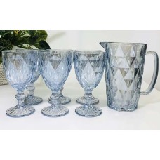 Набір для напоїв Дзеркальний смарагд 2, скло, 7 предметів, блакитний