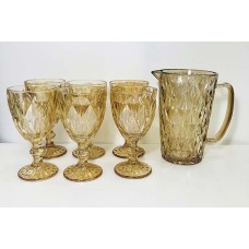 Набір для напоїв Дзеркальний смарагд 2, скло, 7 предметів, бурштиновий