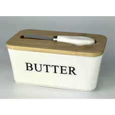 Маслянка з ножем Butter, кераміка, 17,5х10,5х8 см